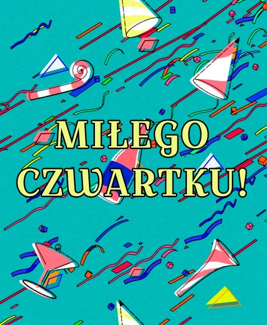 Błękitna kartka z żółtym napisem miłego czwartku